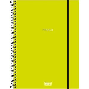 Caderno Univ Capa Plastica 10 Materias Neon Verde Limao 160f Tilibra