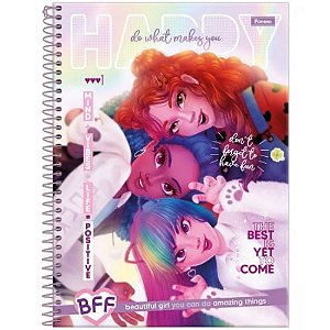 Caderno Univ Capa Dura 1 Materia Amigas Para Sempre Foroni