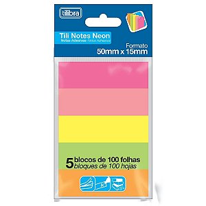Bloco Adesivo Tili Notes 50x15MM 5 Cores Tilibra