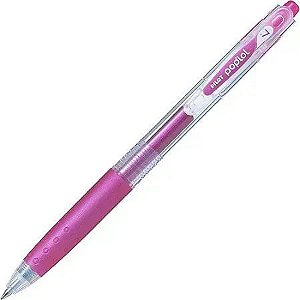 Caneta Esf Gel Poplol 0,7mm Rosa Metalica Retratil Pilot