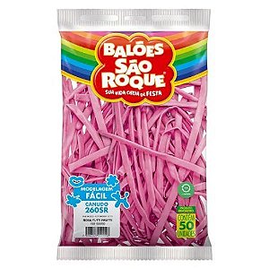 Balao Canudo Liso Rosa Tutti-Frutti com 50 Unidades Sao Roque