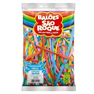 Balao Canudo Liso Sortido com 50 Unidades Sao Roque