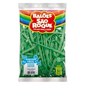 Balao Canudo Liso Verde Bandeira com 50 Unidades Sao Roque