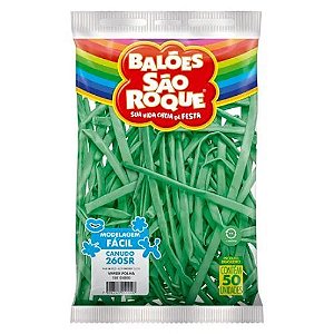 Balao Canudo Liso Verde Folha com 50 Unidades Sao Roque