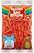 Balao Canudo Liso Vermelho Quente com 50 Unidades Sao Roque