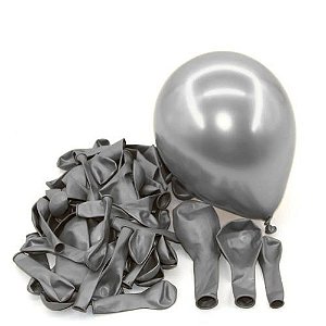 Balao Imperial 9 Cintilante Prata com 50 Unidades Sao Roque