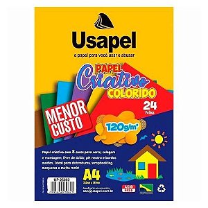 Bloco de Desenho Criativo A4 Colorido 8 Cores 120G 24Folhas Usapel
