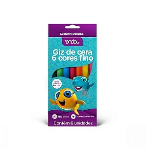 Giz de Cera 6 Cores Fino Onda