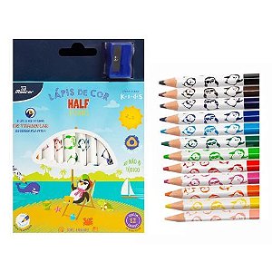 Lapis de Cor Half Big Triangular 12 Cores + Apontador Master