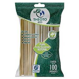 Palito de Picole Cru Quadrado com 100 Unidades Theoto/ Gaboardi