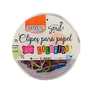 Clips para Papel 2/0 Colorido com 50 Unidades Brw