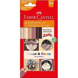 Ecolapis de Cor Jumbo Caras & Cores com 6 Tons de Pele Faber Castell