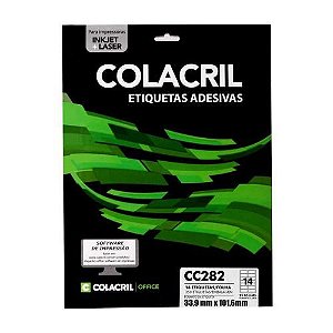 Etiqueta Carta CC282 Folha com 14 Etiquetas 33,9X101,6MM 25 Folhas Colacril