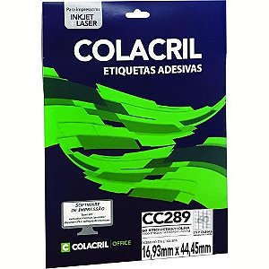 Etiqueta Carta CC289 Folha com 60 Etiqueta 16,93X44,45MM 25 Folhas Colacril