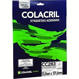 Etiqueta Carta CC283 Folha com 10 Etiquetas 50,8MMX101,6MM 25 Folhas Colacril