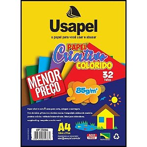 Bloco de Desenho Criativo A4 Colorido 8 Cores 85G 32 Folhas Usapel