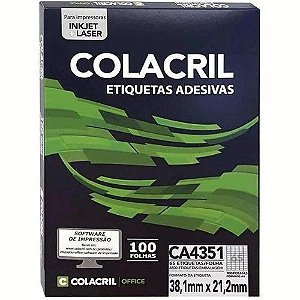 Etiqueta CA 4351 Folha com 21 Etiquetas 38,10MMX21,20MM 100 Folhas Colacril