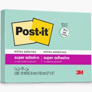 Notas Adesivas Post-it 76x102MM com 90F Menta Recicl 3M