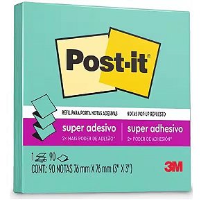 Notas Adesivas Post-it 76x76MM com 90Fls Azul Aqua 3M