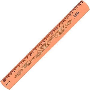 Regua Flexivel Resistente 30CM Neon Laranja Waleu
