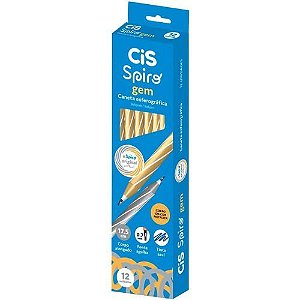 Caneta Esf Spiro Gem Ouro 0.7Mm Tinta Azul Caixa com 12 Unidades Cis