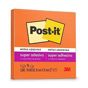Notas Adesivas Post-it 76x76MM com 90F Laranja 3M