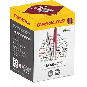 Caneta Esf 1.0 Economic Vermelha Caixa com 100 Compactor