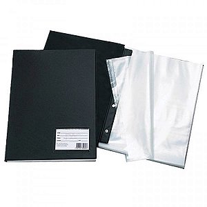 Pasta Catalogo com Visor 100 Envelopes Pvc Preta Polibras