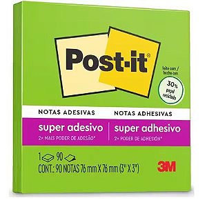 Notas Adesivas Post-it 76x76MM com 90F Verde 3M