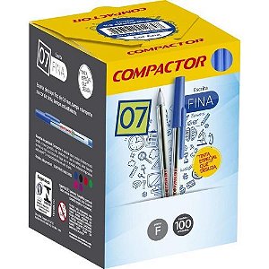 Caneta Esf 0.7 Azul Caixa com 100 Compactor