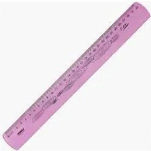 Regua Flexivel Resistente 30CM Rosa Waleu