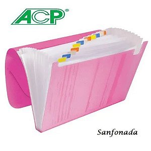 Pasta Sanfonada 12 Div A4 Rosa Acp