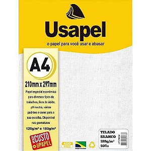 Papel Telado Branco A4 180G 50 Folhas Usapel