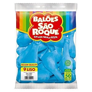 Balao Imperial 9 Azul Baby com 50 Unidades Sao Roque