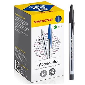 Caneta Esf 0.7 Economic Fina Preta Caixa com 50 Compactor