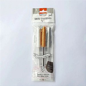 Caneta Esf Gel 1.0Mm com 3 Cores Branca, Prata e Dourada