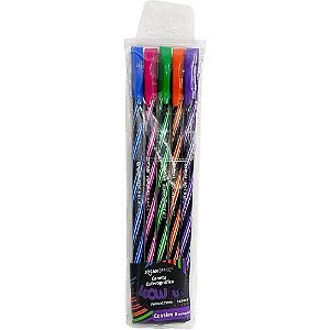 Caneta Esf Wow 0.7mm Preta/ Colorida Bl com 5 Joca Office