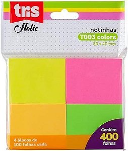 Bloco Smart Notes 76X76Mm Cube Colorido Neon 200F Brw