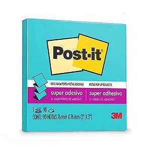 Refil Notas Adesivas Pop Up Post-It 76x76MM com 90Fls Azul Ceu 3M