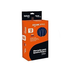 Marcador Slim para Quadro Branco Azul Caixa com 12 Jocar Office