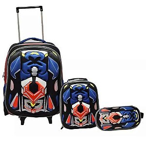 Kit Mochila com Rodas Car + Lancheira Ponto Verde