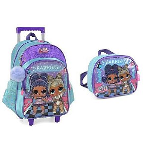 Kit Mochila + Lancheira Lol Surprise! Karaoke Azul Luxcel