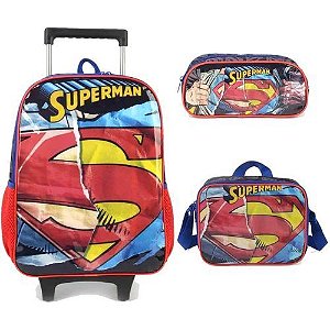 Kit Mochila + Lancheira + Porta Lapis Superman Luxcel