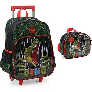 Mochila + Lancheira Up4you Dino Vermelha Luxcel