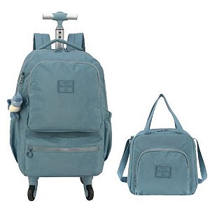 Mochila com Carrinho UP4YOU Azul Perdida + Lancheira Luxcel