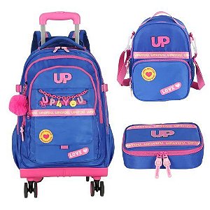 Mochila com Rodas UP4YOU MC49182UP-AZ + Lancheira Luxcel