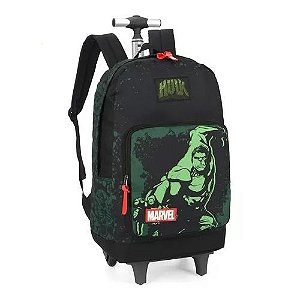 Mochila com Rodinhas Hulk Preta com Verde Luxcel