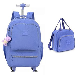 Kit Mochila com Carrinho Up4you + Lancheira Violeta Luxcel