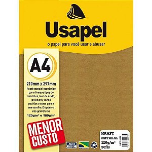 Papel Kraft Natural A4 180g c/ 50fls Usapel