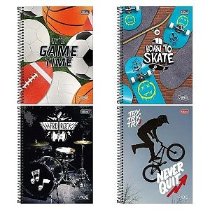 Caderno Universitario capa dura 20 Materias Vibe Masculino 320 folhas Tilibra